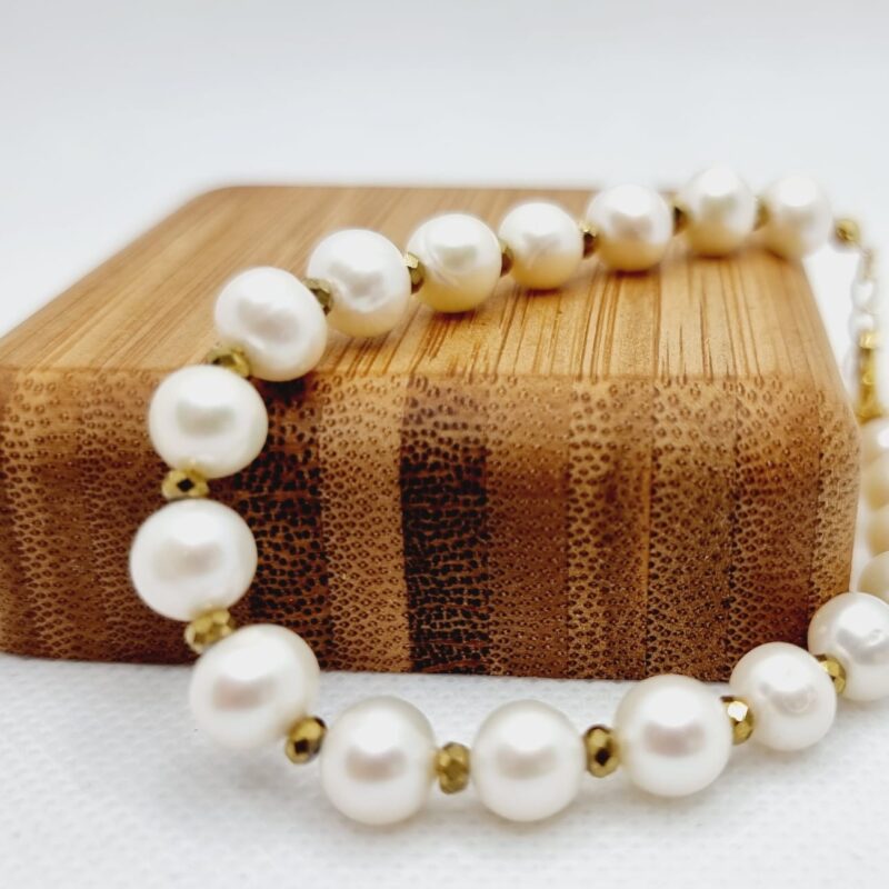 Bransoletka perła z hematytem